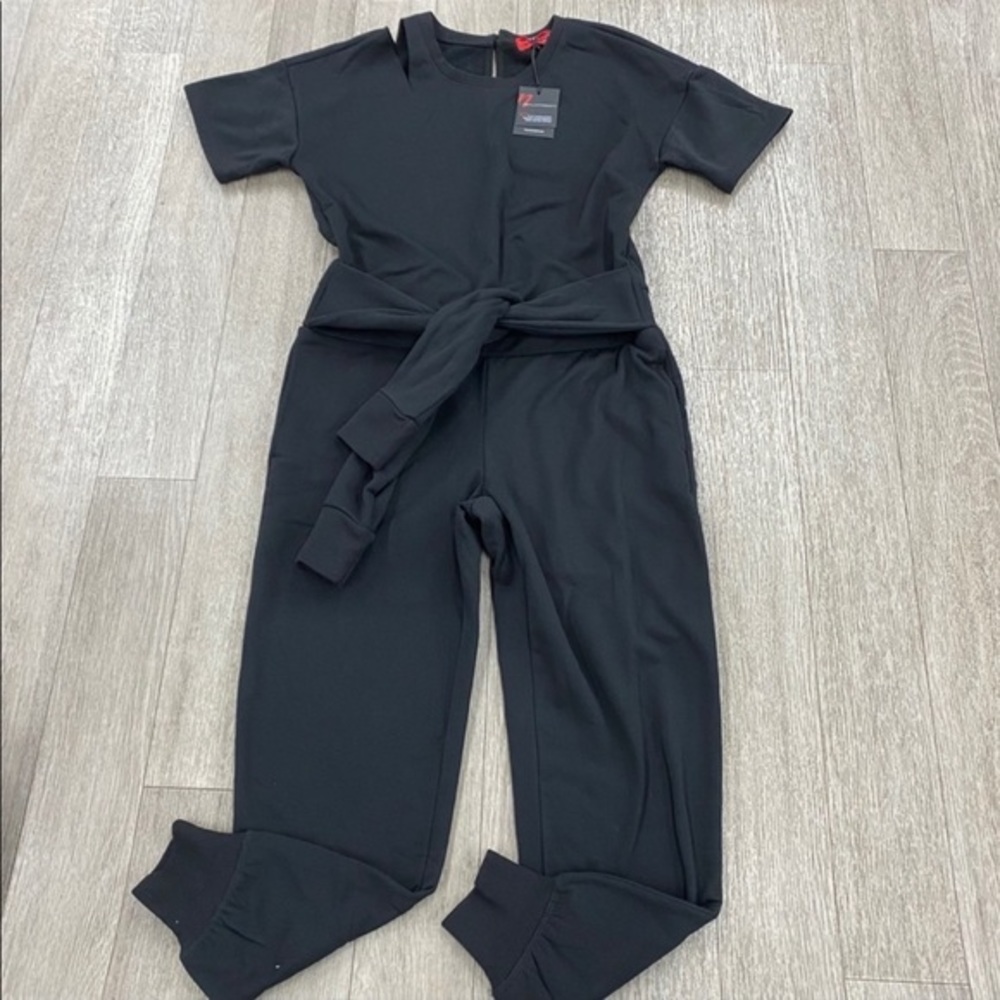 🆕 NWT N:Philanthropy | Heath Tie Waist Wrap Short Sleeve Jumpsuit Black
